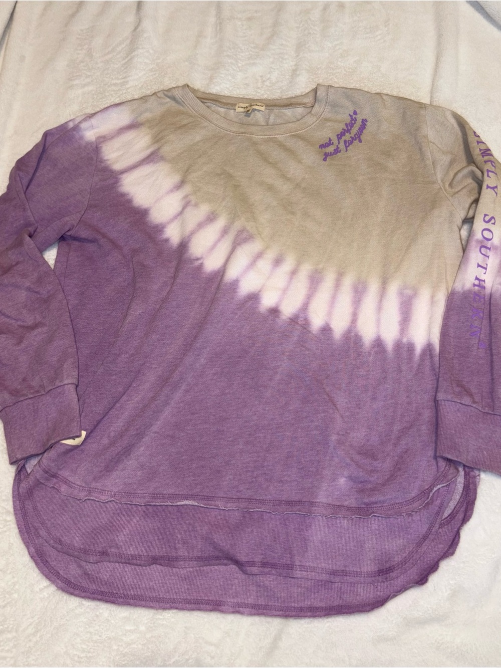 Purple & White Long Sleeve Pullover